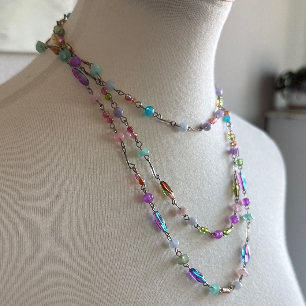 Vintage Colorful Beaded Multi-Strand Necklace - Picture 2 of 4